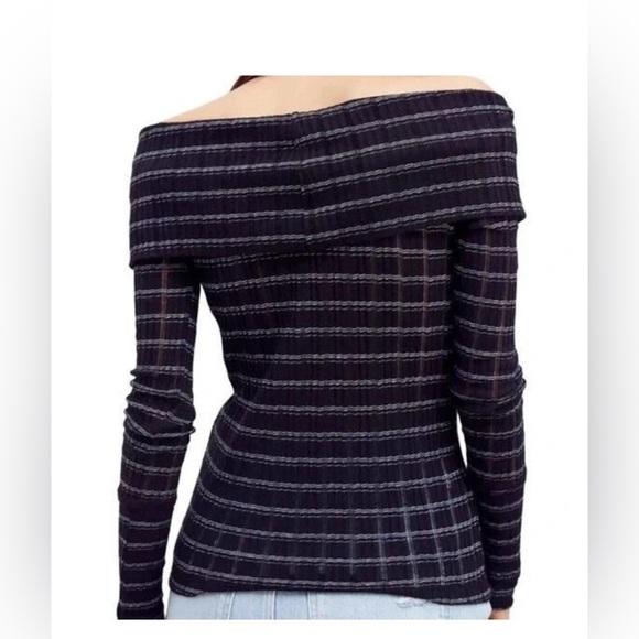 Free People Snowbunny Girlfriend off the shoulder top size med stretchy fabric - Picture 4 of 13